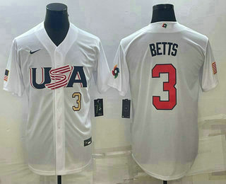 Men's USA Baseball #3 Mookie Betts Number 2023 White World Baseball Classic Replica Stitched Jersey,We sell and wholesale Men's USA Baseball #3 Mookie Betts Number 2023 White World Baseball Classic Replica Stitched Jersey on line form chian!